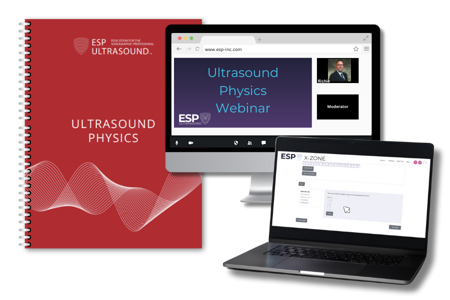 ESP's physics ultrasound course webinar registration includes webinar access, a workbook, and access to our X-ZONE.