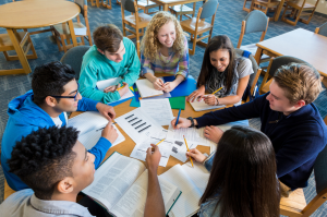 Group of students studying together